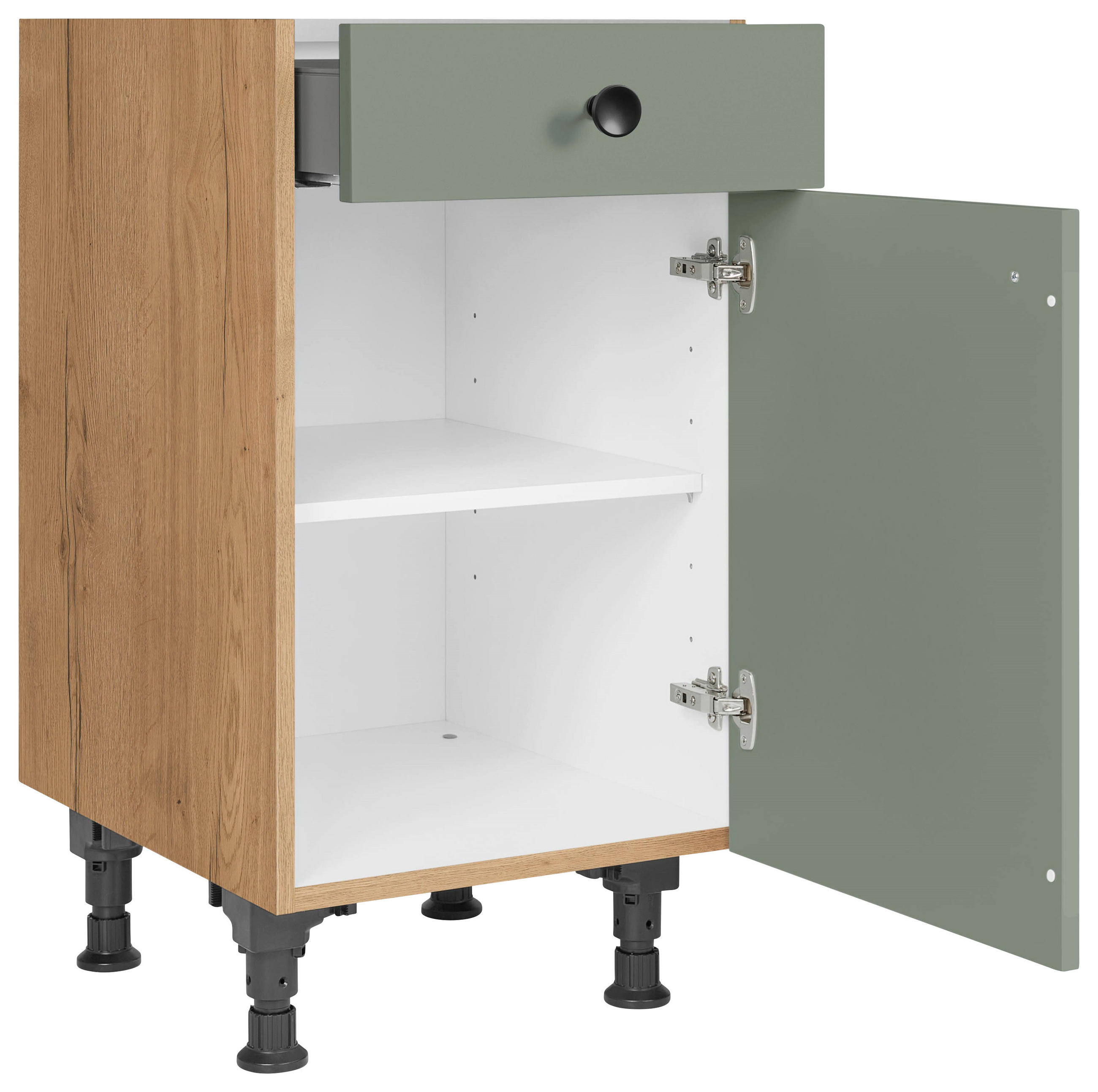 SCHUBKASTENUNTERSCHRANK 45/87/56 cm in Grün, Eichefarben - Eichefarben/Schwarz, MODERN, Holzwerkstoff/Metall (45/87/56cm) - Nobilia