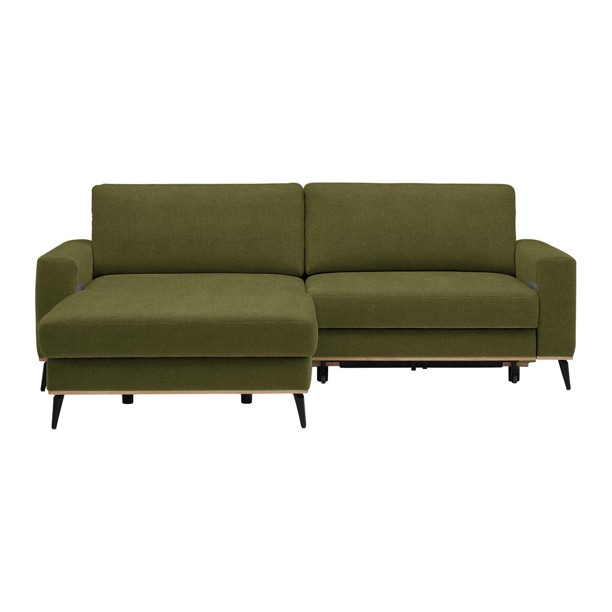 ECKSOFA Chenille Grün  - Schwarz/Grün, Konventionell, Holz/Textil (167/87/234cm) - MID.YOU