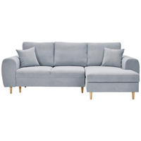 ECKSOFA  in Webstoff Hellgrau  240/145 cm  - Hellgrau/Naturfarben, KONVENTIONELL, Holz/Textil (240/145cm) - Carryhome