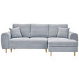 ECKSOFA  in Webstoff Hellgrau  240/145 cm  - Hellgrau/Naturfarben, KONVENTIONELL, Holz/Textil (240/145cm) - Carryhome