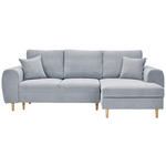 ECKSOFA  in Webstoff Hellgrau  240/145 cm  - Hellgrau/Naturfarben, KONVENTIONELL, Holz/Textil (240/145cm) - Carryhome