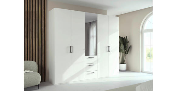 DREHTÜRENSCHRANK 251/235/61 cm,  in Weiß, 5-türig  - Chromfarben/Edelstahlfarben, Basics, Glas/Holzwerkstoff (251/235/61cm) - Novel