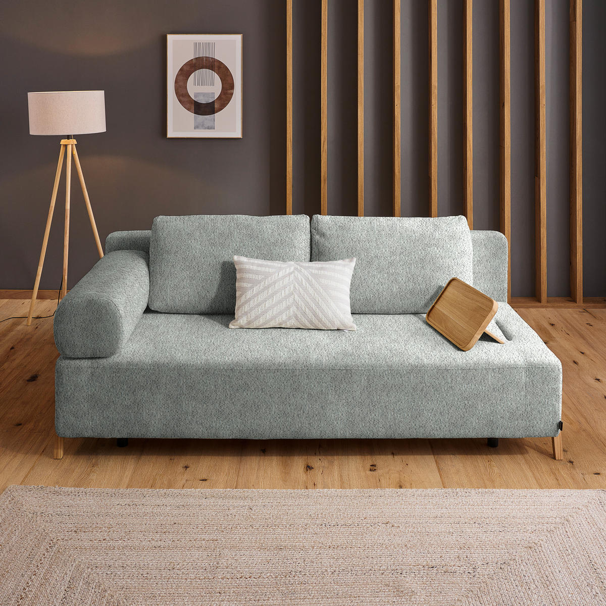 SCHLAFSOFA in Holz, Textil Silberfarben  - Silberfarben/Naturfarben, Design, Holz/Textil (211/88/102cm) - Niels Andersson