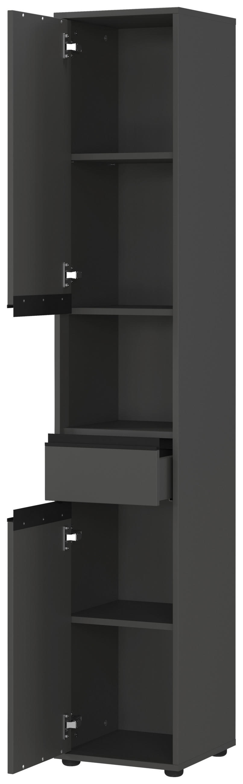 HOCHSCHRANK 33/181/34 cm  - Graphitfarben/Schwarz, MODERN, Holzwerkstoff/Kunststoff (33/181/34cm) - Germania