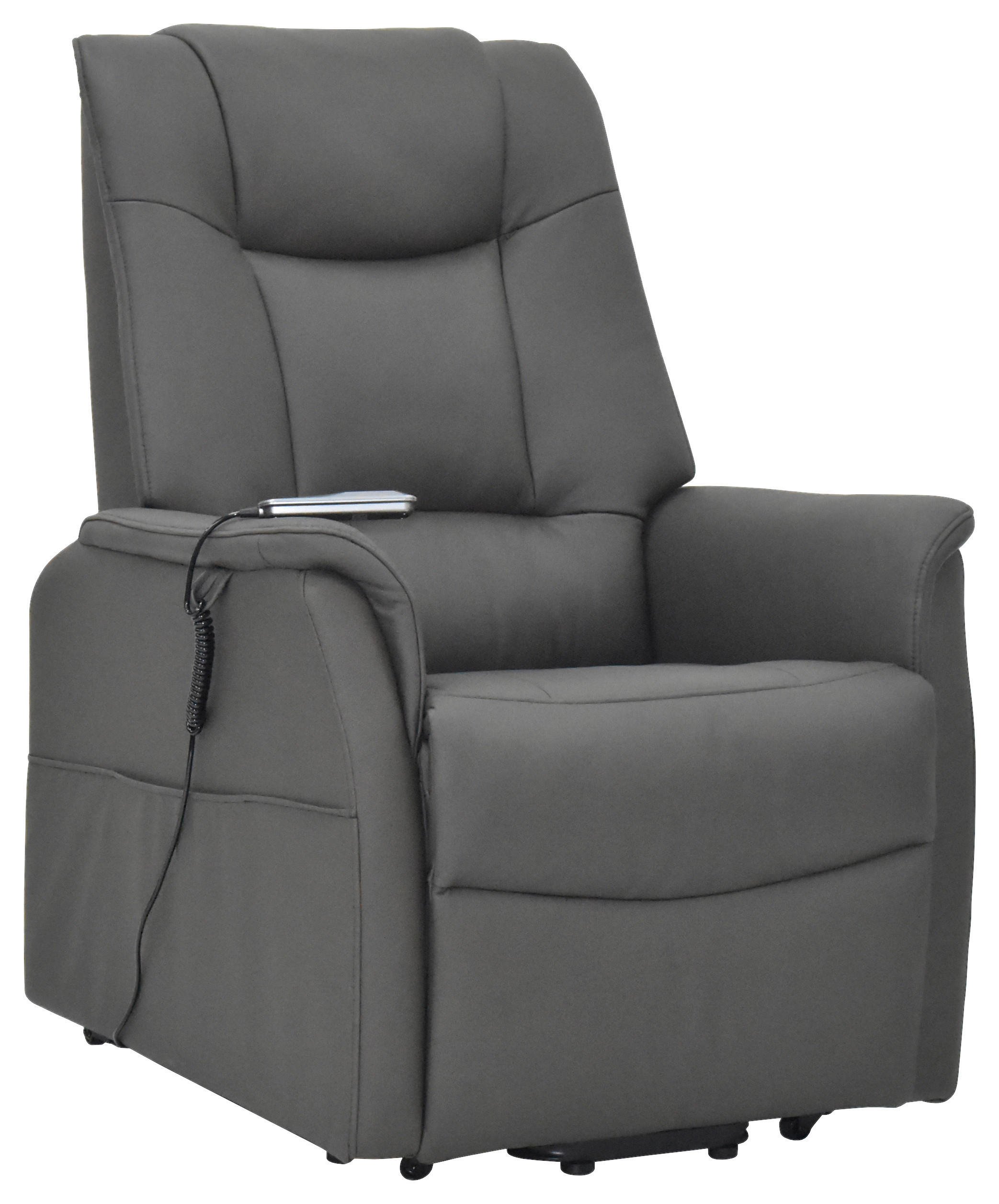 FERNSEHSESSEL  mit Kombination Echtleder/Lederlook beschichtet Dunkelbraun Relaxfunktion, Netzbetrieb, Aufstehhilfe  - Dunkelbraun/Schwarz, KONVENTIONELL, Leder/Textil (82/111/89cm) - Cantus