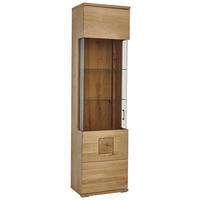 VITRINE in massiv Eiche Alteiche  - Alteiche/Silberfarben, Konventionell, Glas/Holz (55/208,6/37,4cm) - Livetastic