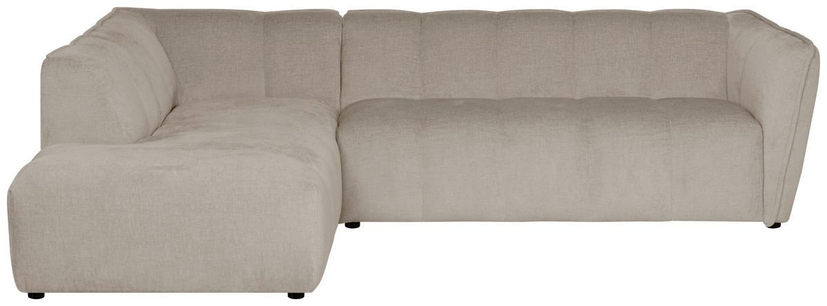 ECKSOFA LIVOLI in Chenille Creme  218/260 cm  - Creme/Schwarz, Design, Textil (218/260cm) - MID.YOU