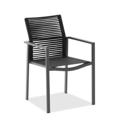 ARMLEHNSTUHL  stapelbar   Anthrazit, Schwarz  - Anthrazit/Schwarz, Design, Textil/Metall (56/88/61cm) - Niehoff Garden