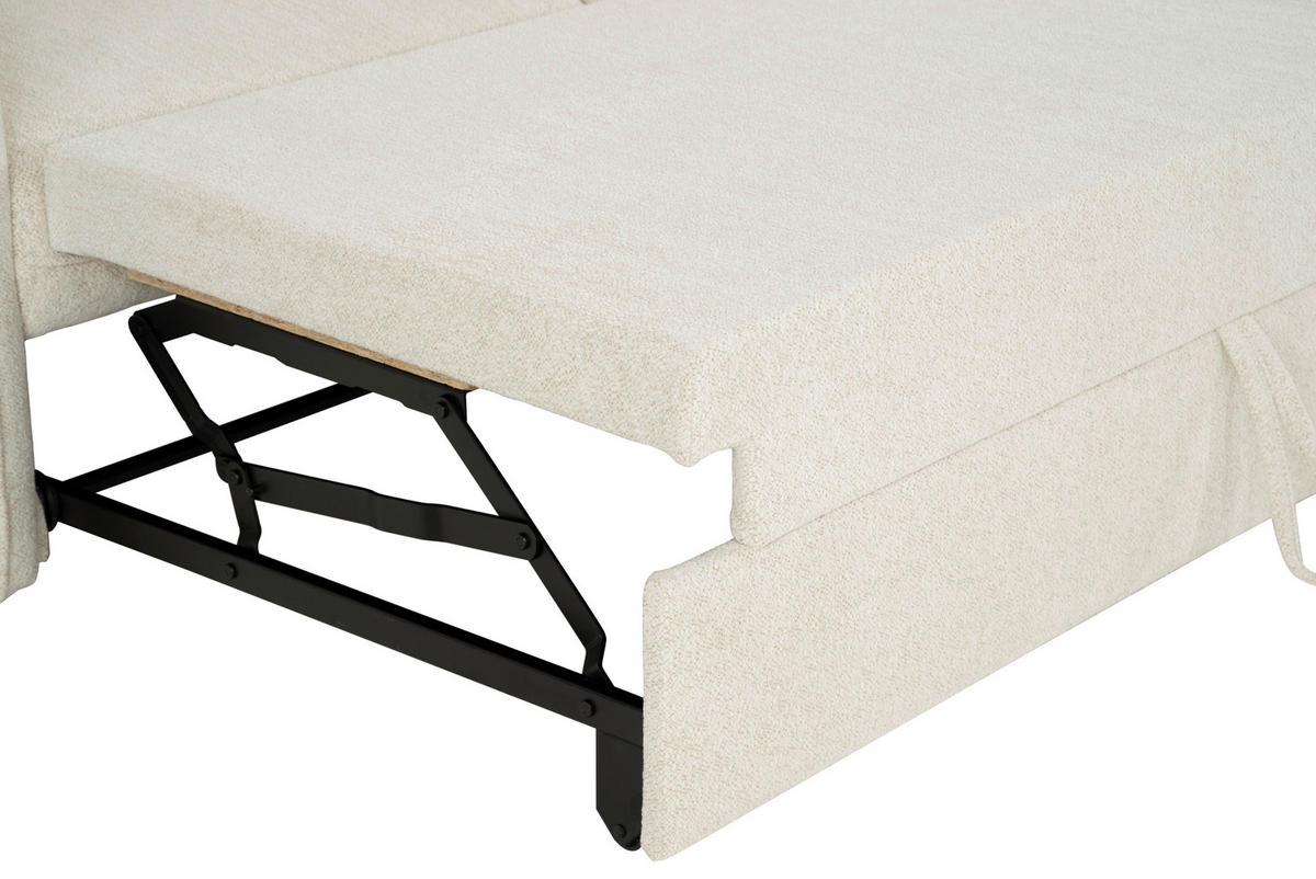 ECKSOFA in Chenille Creme  - Creme/Schwarz, Design, Kunststoff/Textil (254/160cm) - MID.YOU