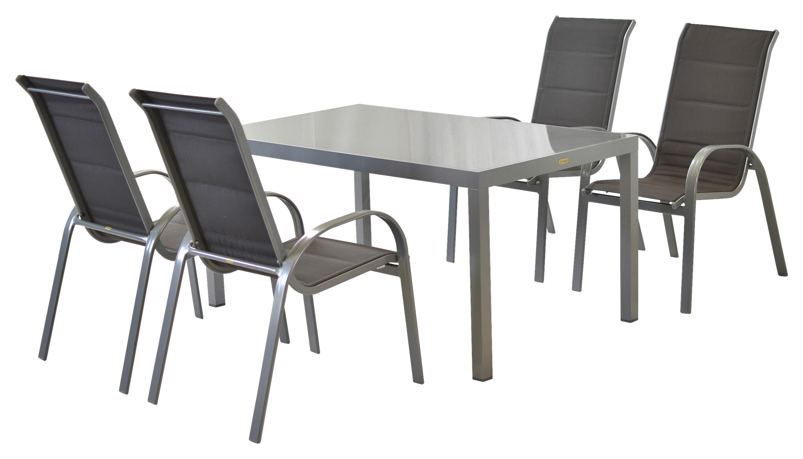 GARTENSET 5-teilig  - Anthrazit/Silberfarben, MODERN, Textil/Metall - Gardenson