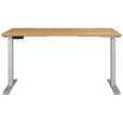SCHREIBTISCH 140/80/72-118 cm  in Eichefarben, Silberfarben  - Eichefarben/Silberfarben, MODERN, Holzwerkstoff/Metall (140/80/72-118cm) - Novel