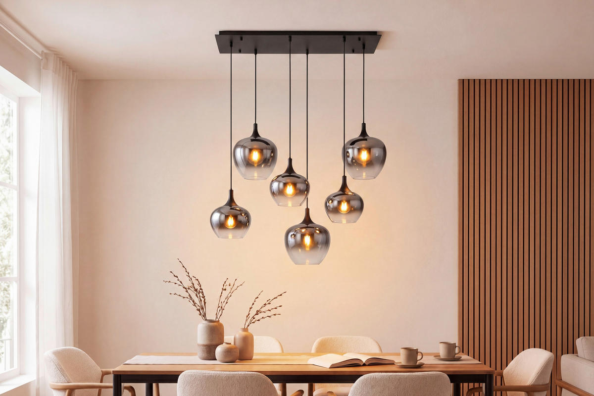 HÄNGELEUCHTE 100/18/120 cm    - Schwarz, Design, Glas/Metall (100/18/120cm) - Globo