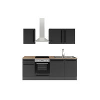 KÜCHENLEERBLOCK 220 cm  in Schwarz  - Eichefarben/Schwarz, LIFESTYLE, Holzwerkstoff/Kunststoff (220cm) - P & B