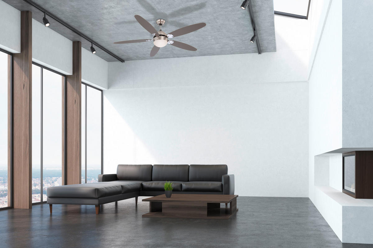 DECKENVENTILATOR Rolan 132/40,6 cm   - Buchefarben/Graphitfarben, KONVENTIONELL, Glas/Holz (132/40,6cm) - Globo