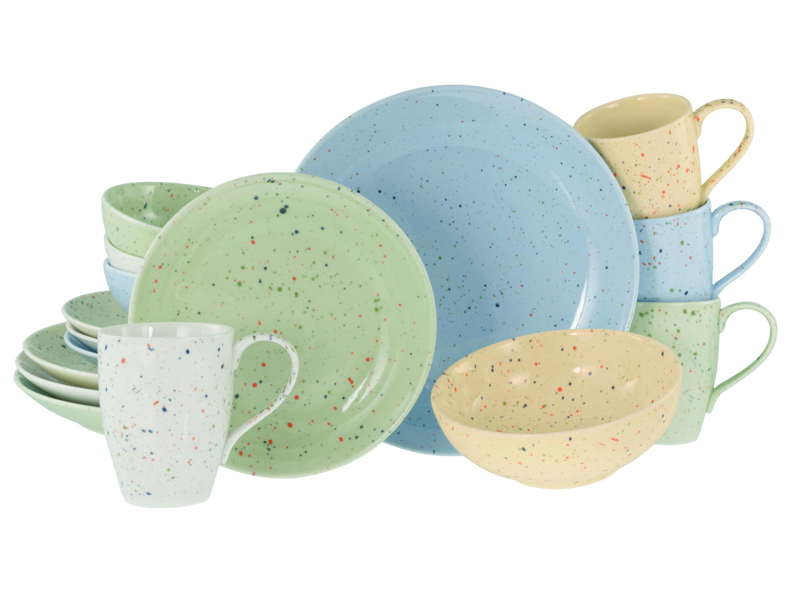 KOMBISERVICE Confetti 16-teilig  - Hellgelb/Hellgrün, Basics, Keramik - Creatable