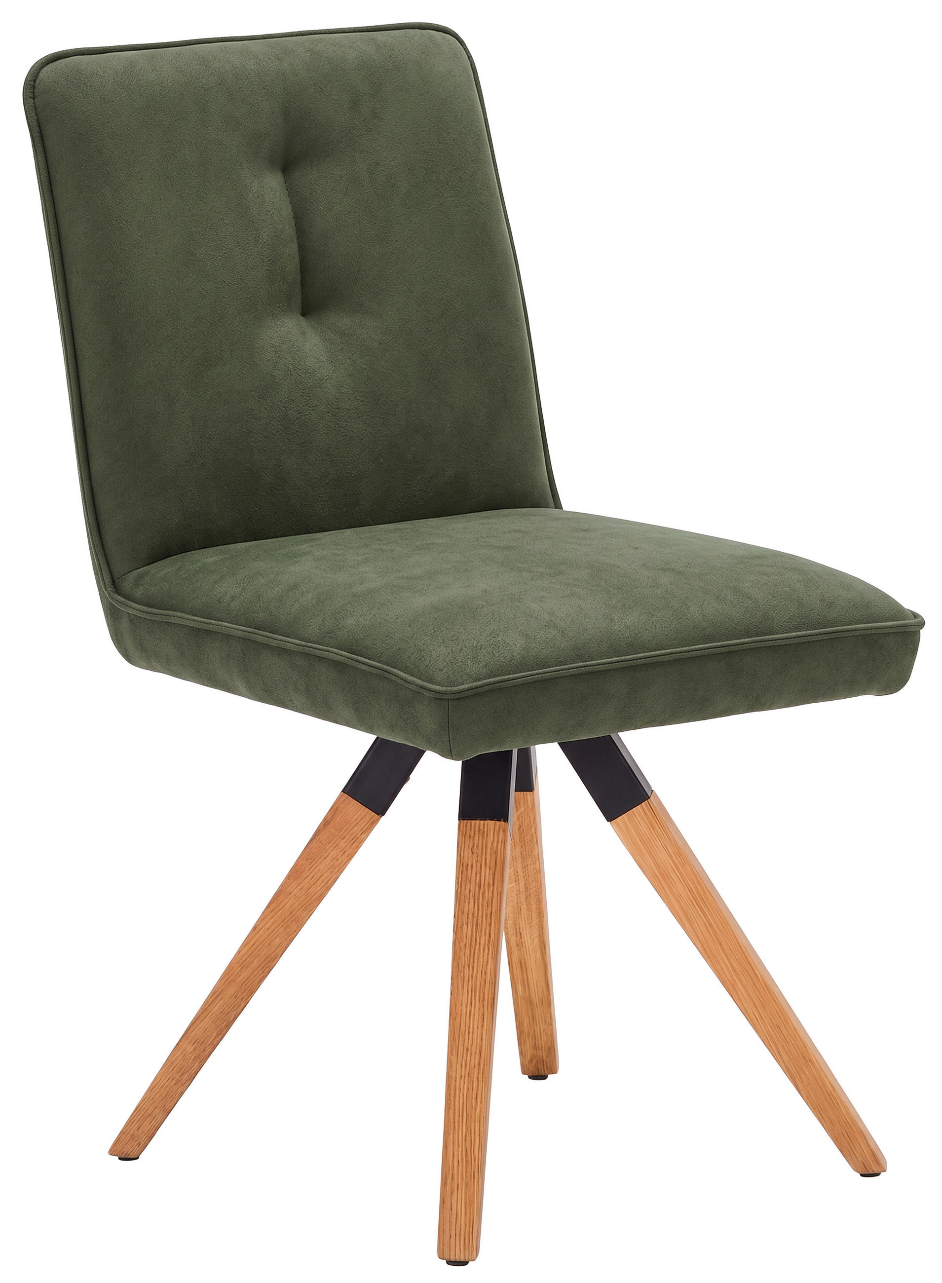 STUHL  Sitzfläche 360° drehbar, automatische Rückholfunktion, Stoff-/Lederauswahl Lederlook  Dunkelgrün  - Dunkelgrün, KONVENTIONELL, Holz/Textil (47/88/60cm) - Venda