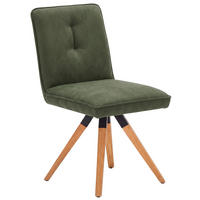 STUHL  Sitzfläche 360° drehbar, automatische Rückholfunktion, Stoff-/Lederauswahl Lederlook  Dunkelgrün  - Dunkelgrün, KONVENTIONELL, Holz/Textil (47/88/60cm) - Venda