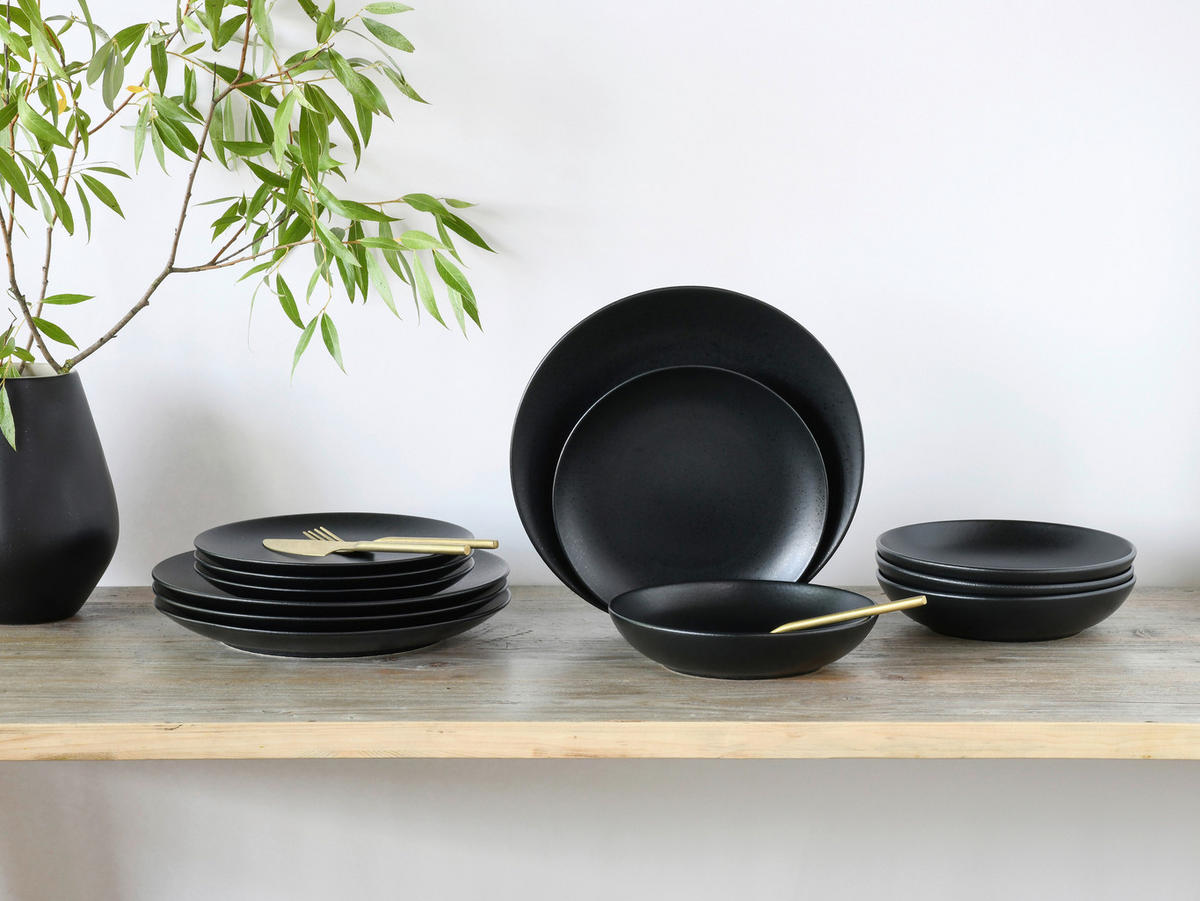 JEDÁLENSKÝ SERVIS, kamenina - čierna, Basics, keramika - Creatable