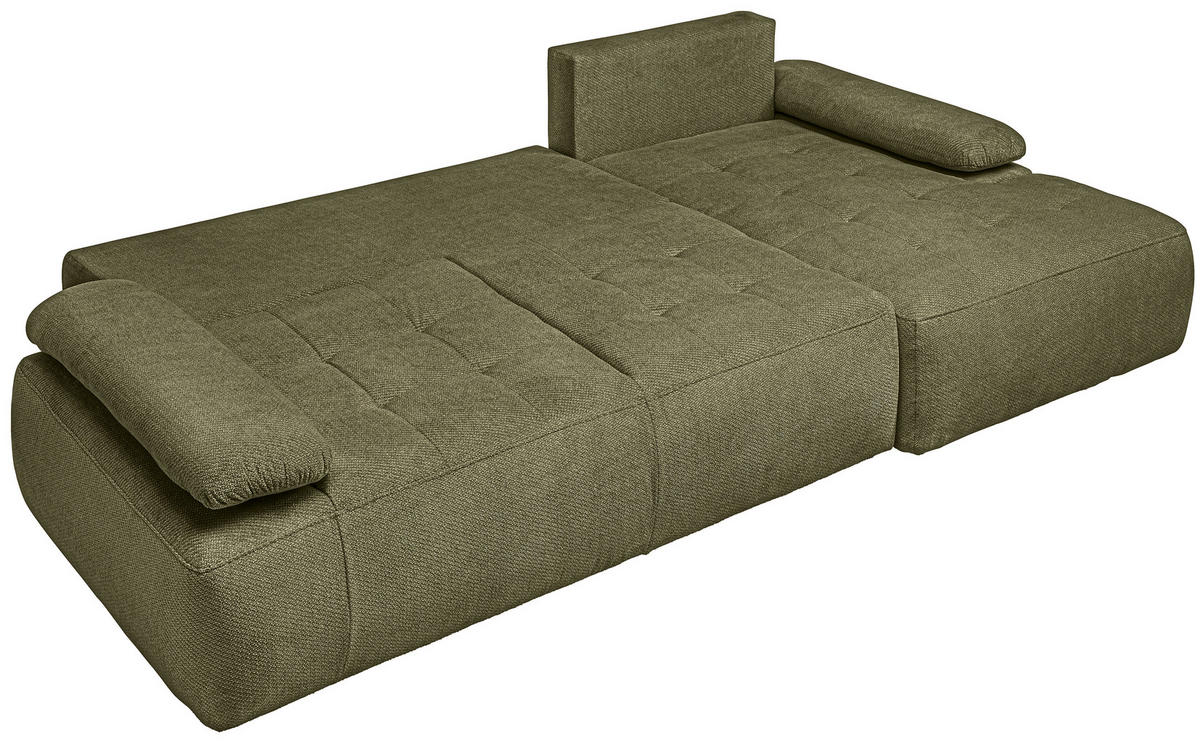 ECKSOFA Olivgrün Webstoff  - Schwarz/Olivgrün, KONVENTIONELL, Kunststoff/Textil (282/162cm) - Carryhome