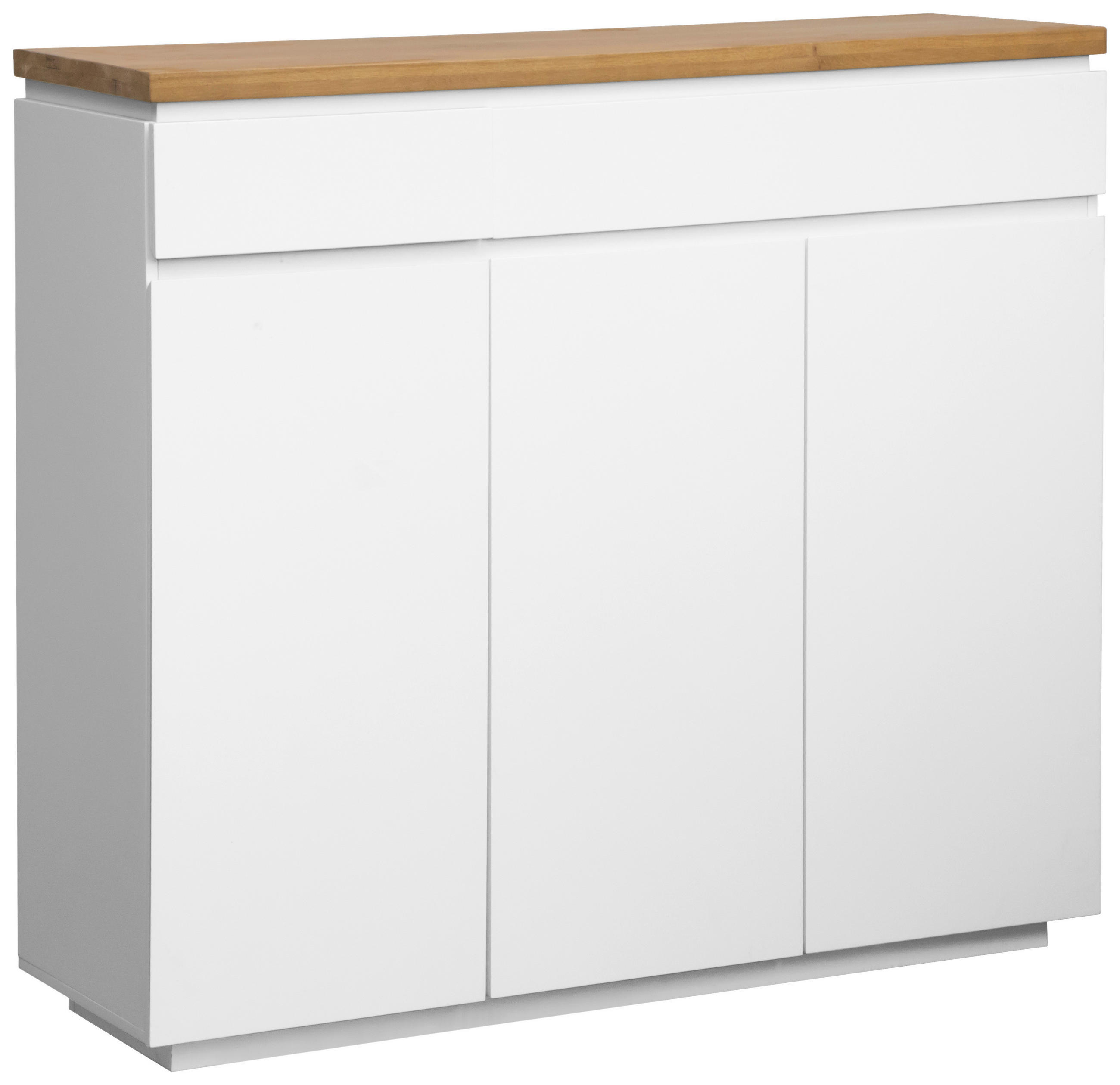 SCHUHSCHRANK Eiche massiv Weiß, Eichefarben  - Eichefarben/Weiß, KONVENTIONELL, Holz/Holzwerkstoff (136/115/41,5cm) - Novel