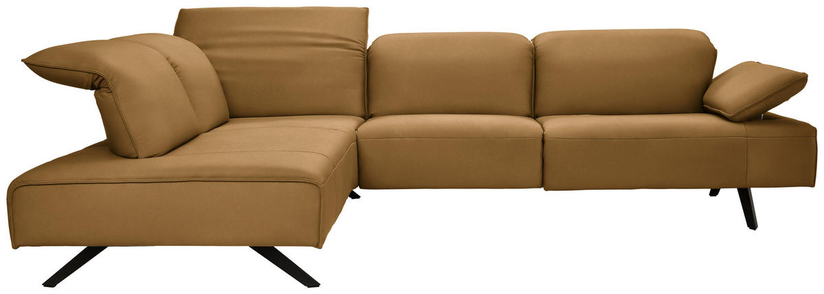 ECKSOFA  in Echtleder Currygelb  230/290 cm  - Currygelb/Anthrazit, Design, Leder/Metall (230/290cm) - Johann Jakob