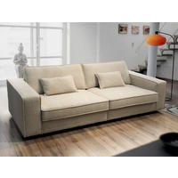 POHOVKA BIG SOFA, plast, textil, kompozitní dřevo, béžová - černá/béžová, Konvenční, kompozitní dřevo/textil (273/74/110cm) - Livetastic