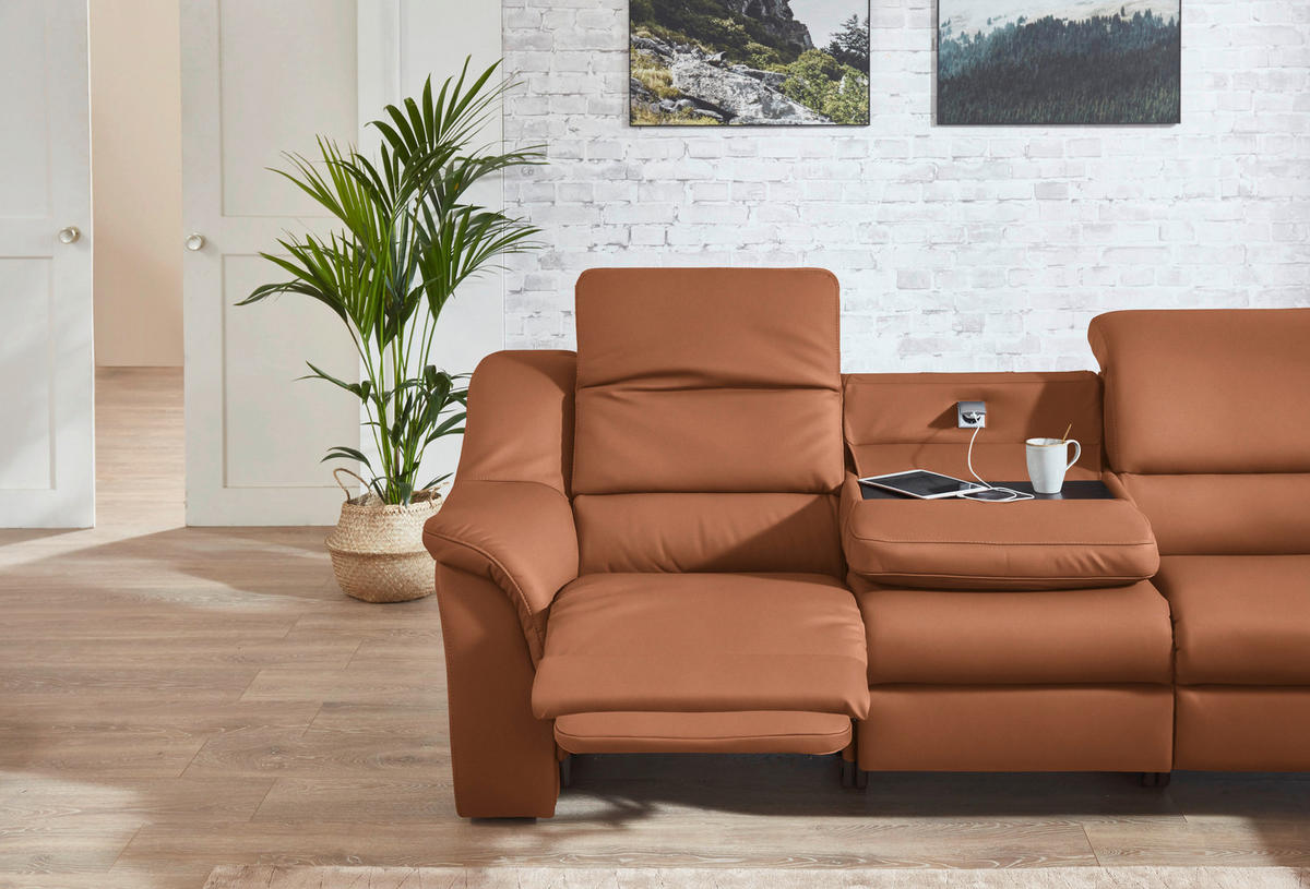 ECKSOFA  in Echtleder Aprikose  324/260 cm  - Chromfarben/Aprikose, KONVENTIONELL, Leder/Kunststoff (324/260cm) - Cantus