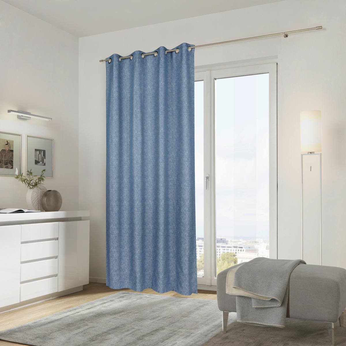 ÖSENSCHAL Gent blickdicht 135/250 cm   - Hellblau, Design, Textil (135/250cm) - Ambiente