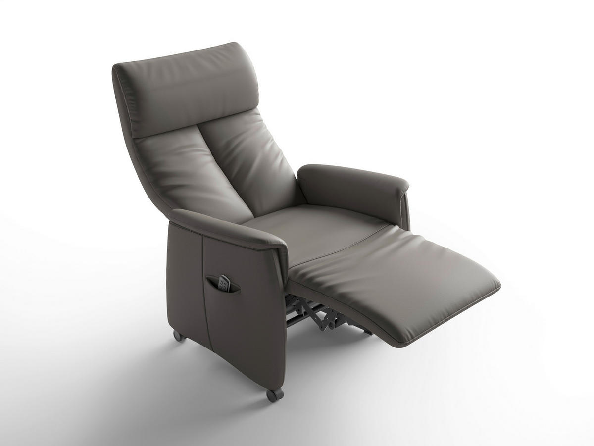 RELAXSESSEL TV CREMONA COMFORT E XL Echtleder Kopfteilverstellung, Fußteilverstellung, Rücken echt    - Schwarz/Mokka, Basics, Leder/Kunststoff (76/119/84cm) - Sit & More
