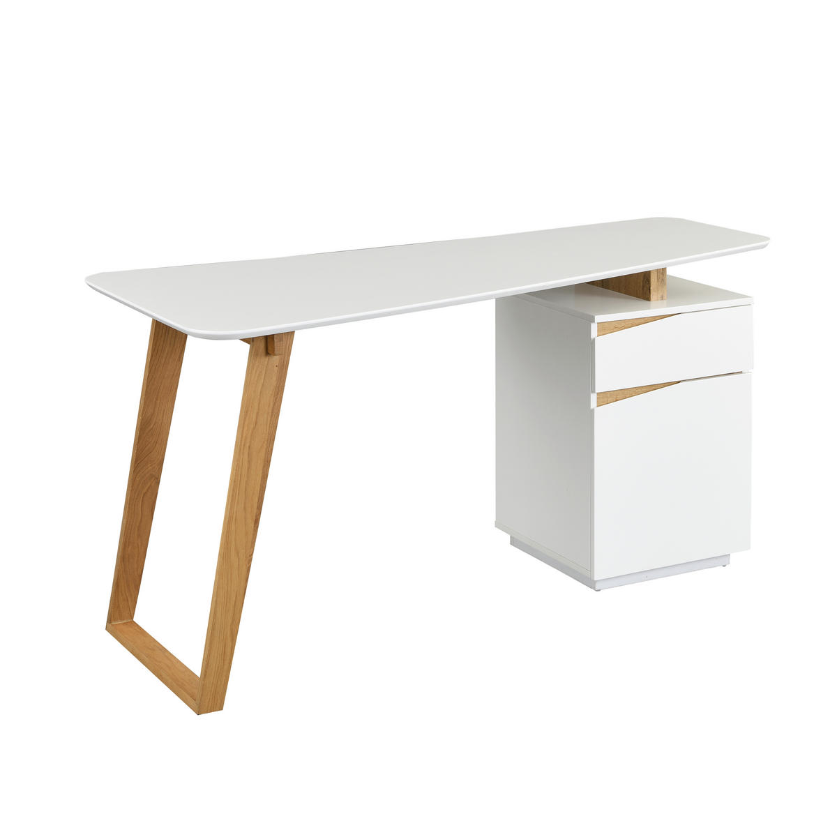 SCHREIBTISCH 140/45-60/76 cm Weiß, Eichefarben  - Eichefarben/Weiß, MODERN, Holz/Holzwerkstoff (140/45-60/76cm) - Livetastic