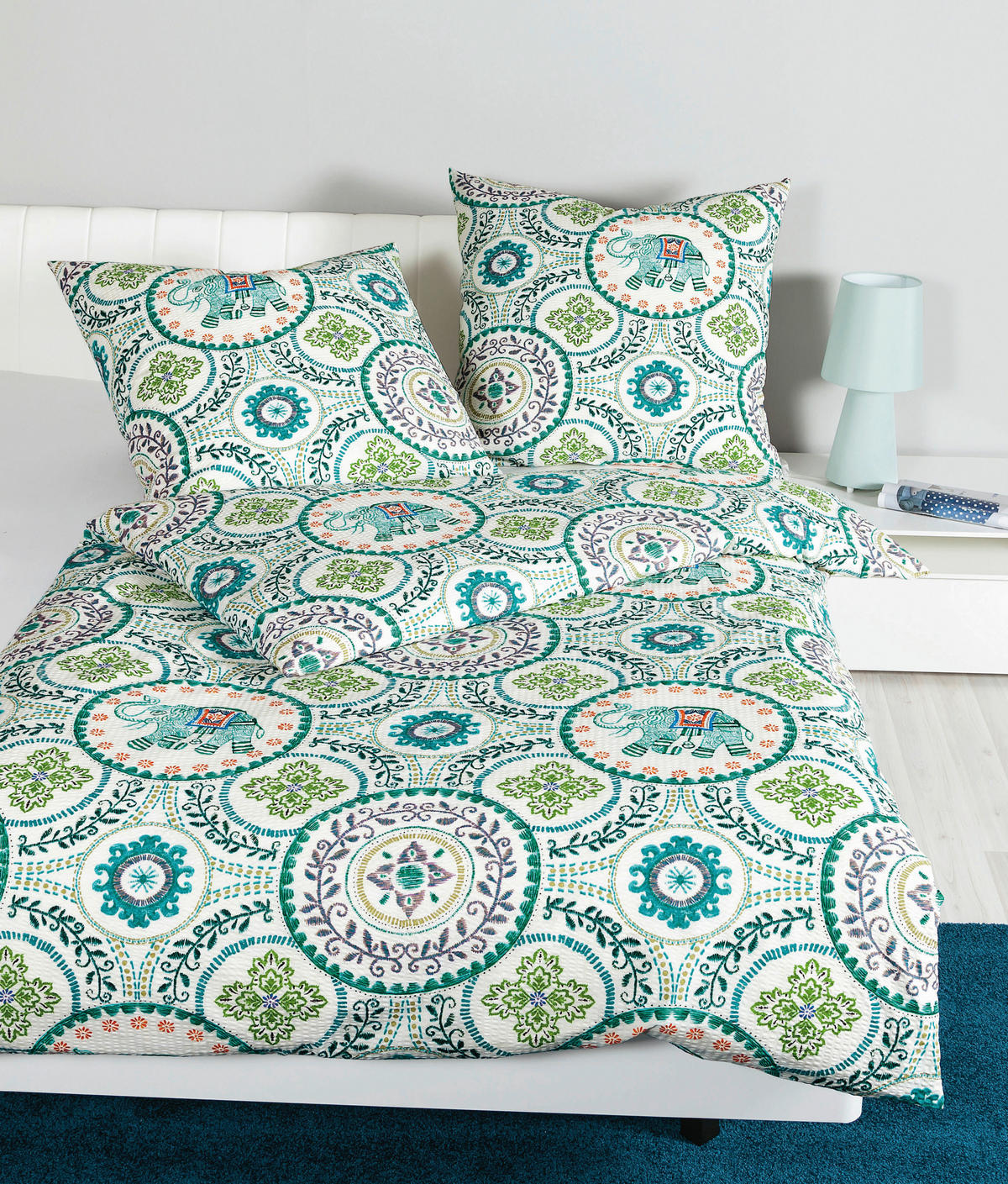 BETTWÄSCHE 20121-06 Seersucker 135/200 cm  - Blau/Grün, Basics, Textil (135/200cm) - Janine