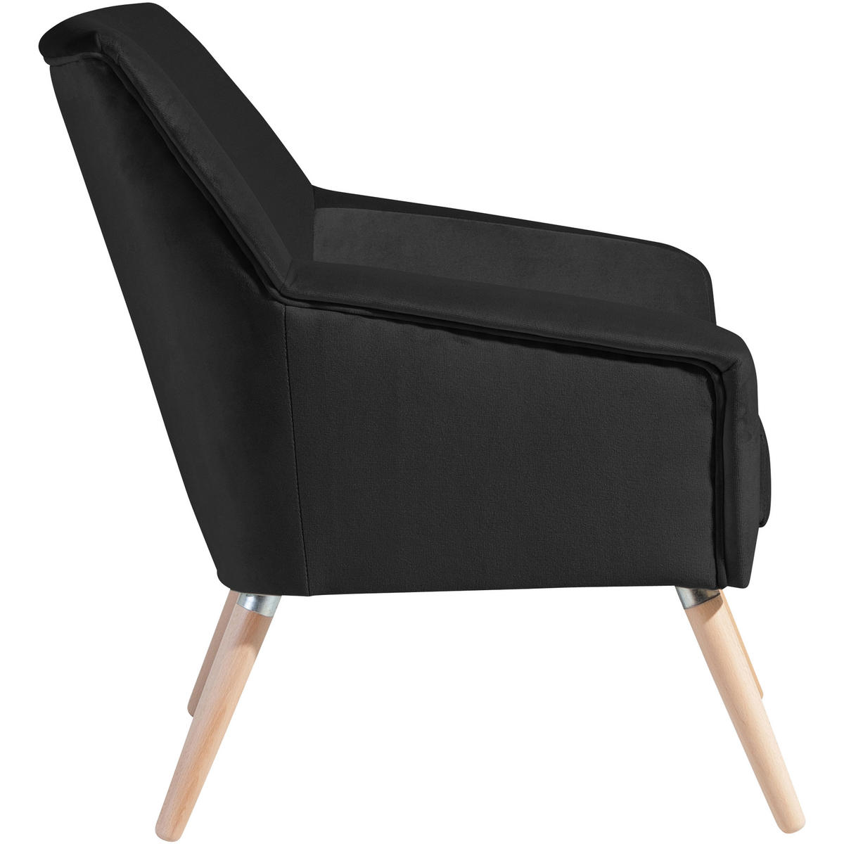 SESSEL in Samt, Velours Schwarz, Buchefarben  - Buchefarben/Schwarz, Design, Holz/Textil (67/81/71cm) - Max Winzer