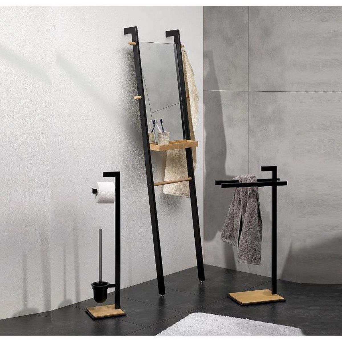 DRŽAČ RUČNIKA  crna  OAK  - crna, Konvencionalno, drvo/metal (30,0/82,50/24,0cm) - Kela