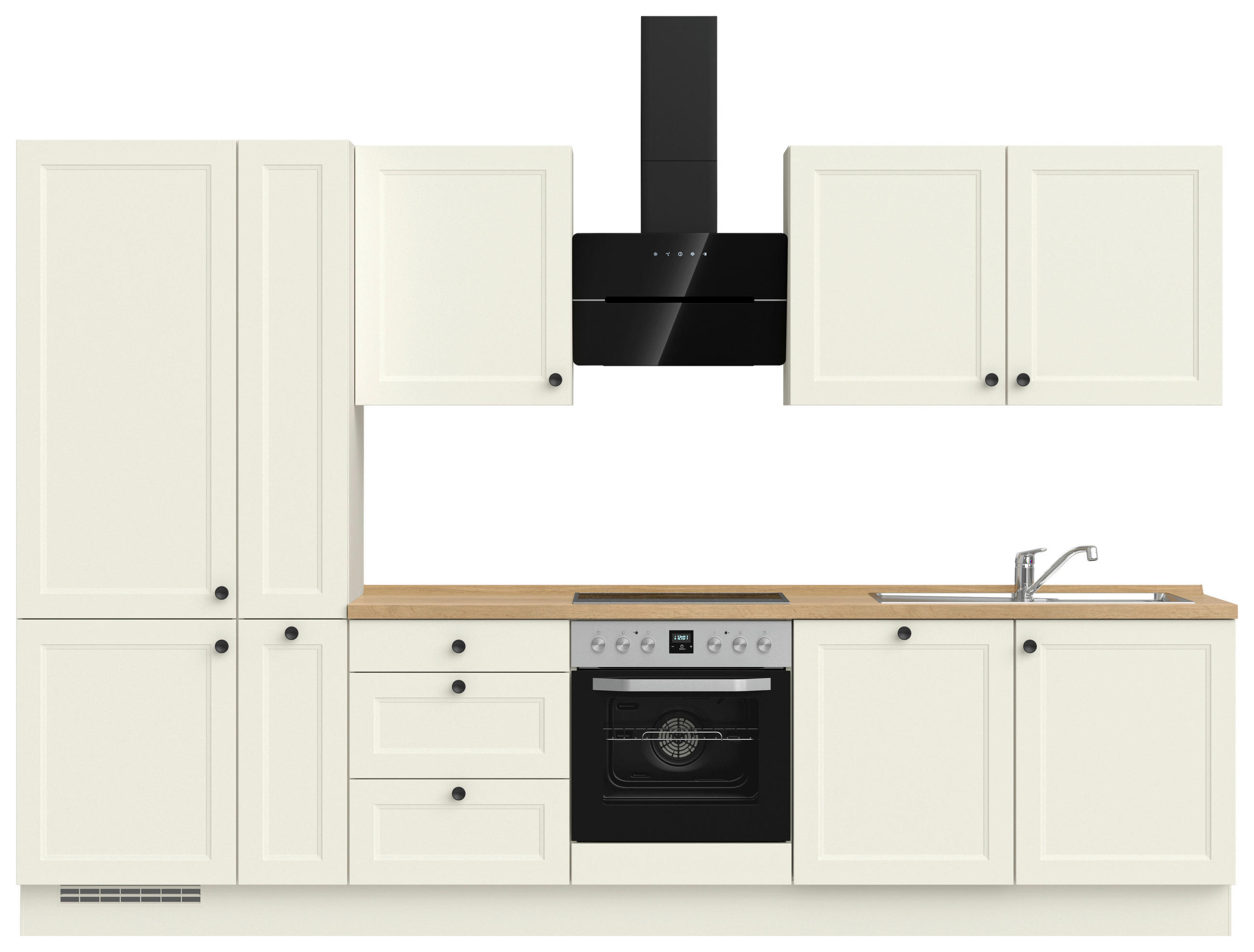 KÜCHENLEERBLOCK 330 cm   in Weiß, Eichefarben  - Eichefarben/Schwarz, MODERN, Holzwerkstoff/Metall (330cm) - Nobilia