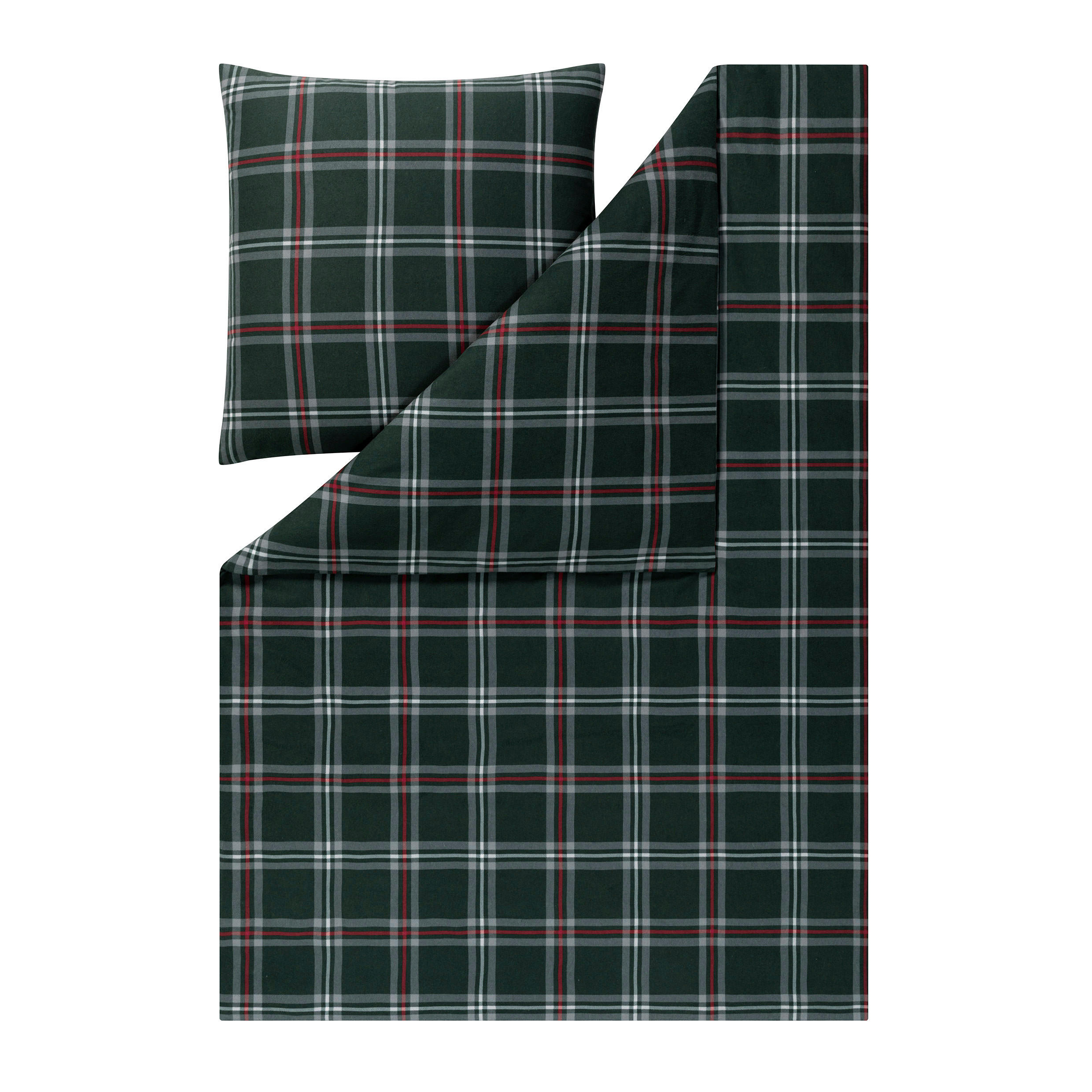 BETTWÄSCHE 2-teilig Impulse Flanell 135/200 cm  - Dunkelgrün, Design, Textil (135/200cm) - Estella