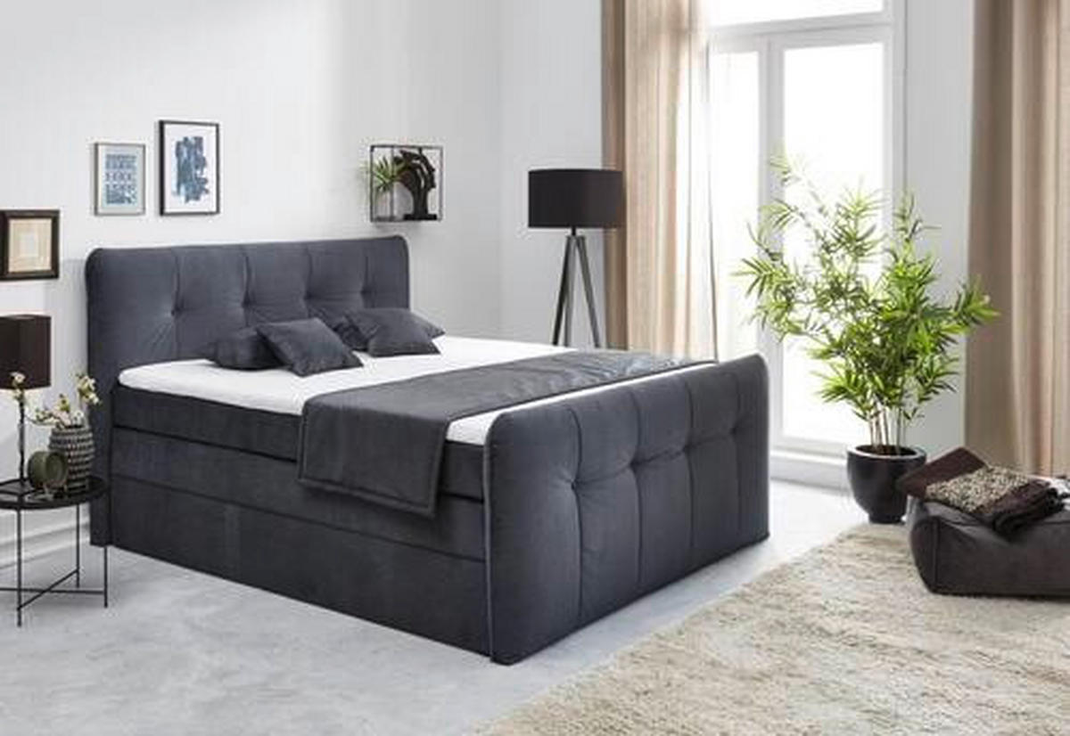 BOXSPRINGBETT 180/200 cm  in Grau  - Grau, KONVENTIONELL, Textil (180/200cm) - Carryhome