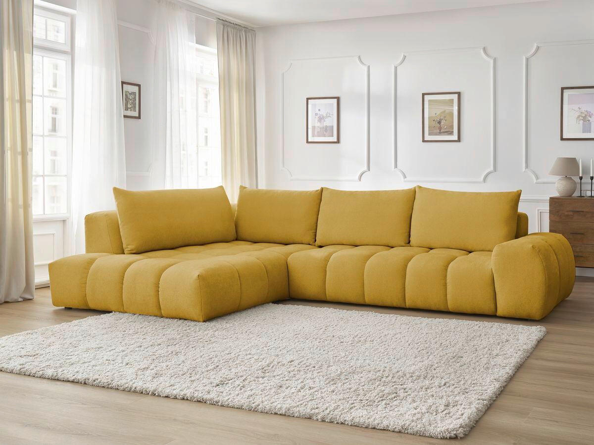 ECKSOFA Ottomane links  EVEREST Gelb Struktur  - Gelb/Schwarz, MODERN, Kunststoff/Textil (210/352cm) - Livetastic