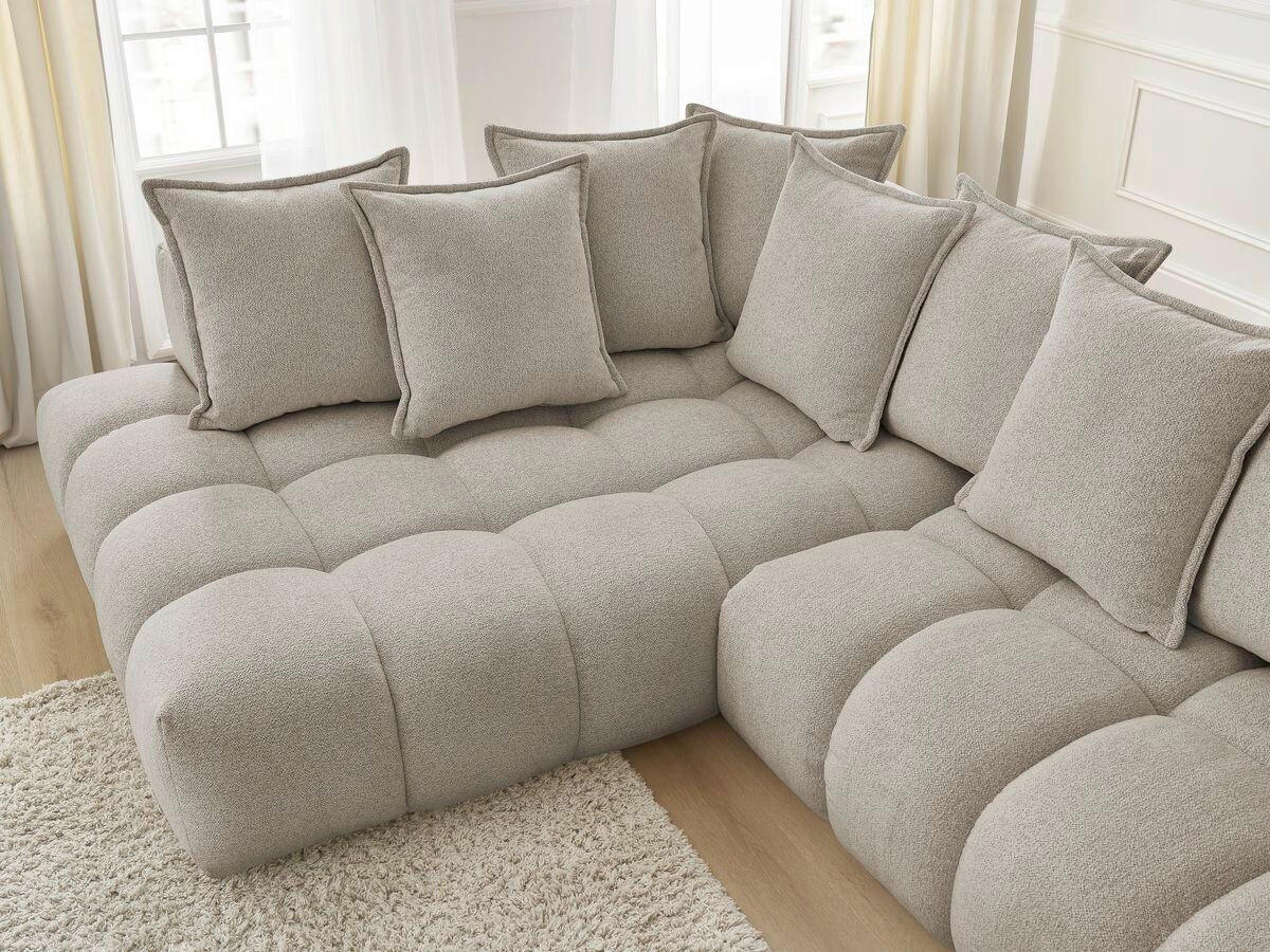 ECKSOFA Ottomane links  EVEREST Taupe Flachgewebe  - Taupe/Schwarz, MODERN, Kunststoff/Textil (210/352cm)