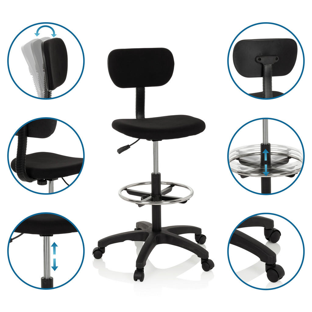 Thumbnail - Mid.you Drehstuhl, Schwarz, Textil, Drehkreuz, 60x96x58 cm, Sitzfläche 360° drehbar, Arbeitszimmer, Bürostühle, Drehstüh...