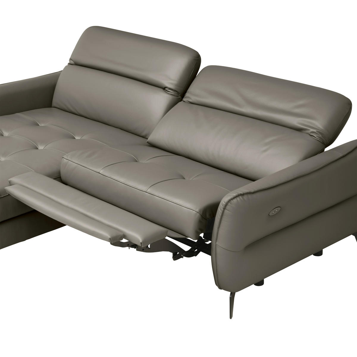 ECKSOFA inkl. Funktionen Grau Echtleder  - Schwarz/Grau, Design, Leder/Metall (175/246cm) - Celina Home
