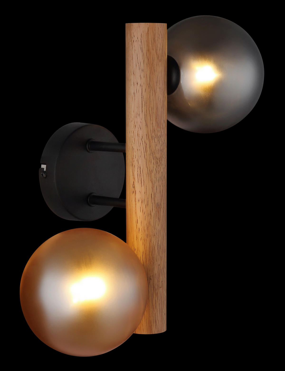 WANDLEUCHTE 16,5/32 cm   - Dunkelbraun/Schwarz, Basics, Glas/Holz (16,5/32cm) - Globo