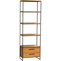REGAL Akazie massiv Akaziefarben  - Schwarz/Akaziefarben, Design, Holz/Metall (60/190/35cm) - home24