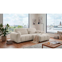 ECKSOFA Webstoff Perlmutt  - Perlmutt/Schwarz, Design, Kunststoff/Textil (260/192cm) - MID.YOU