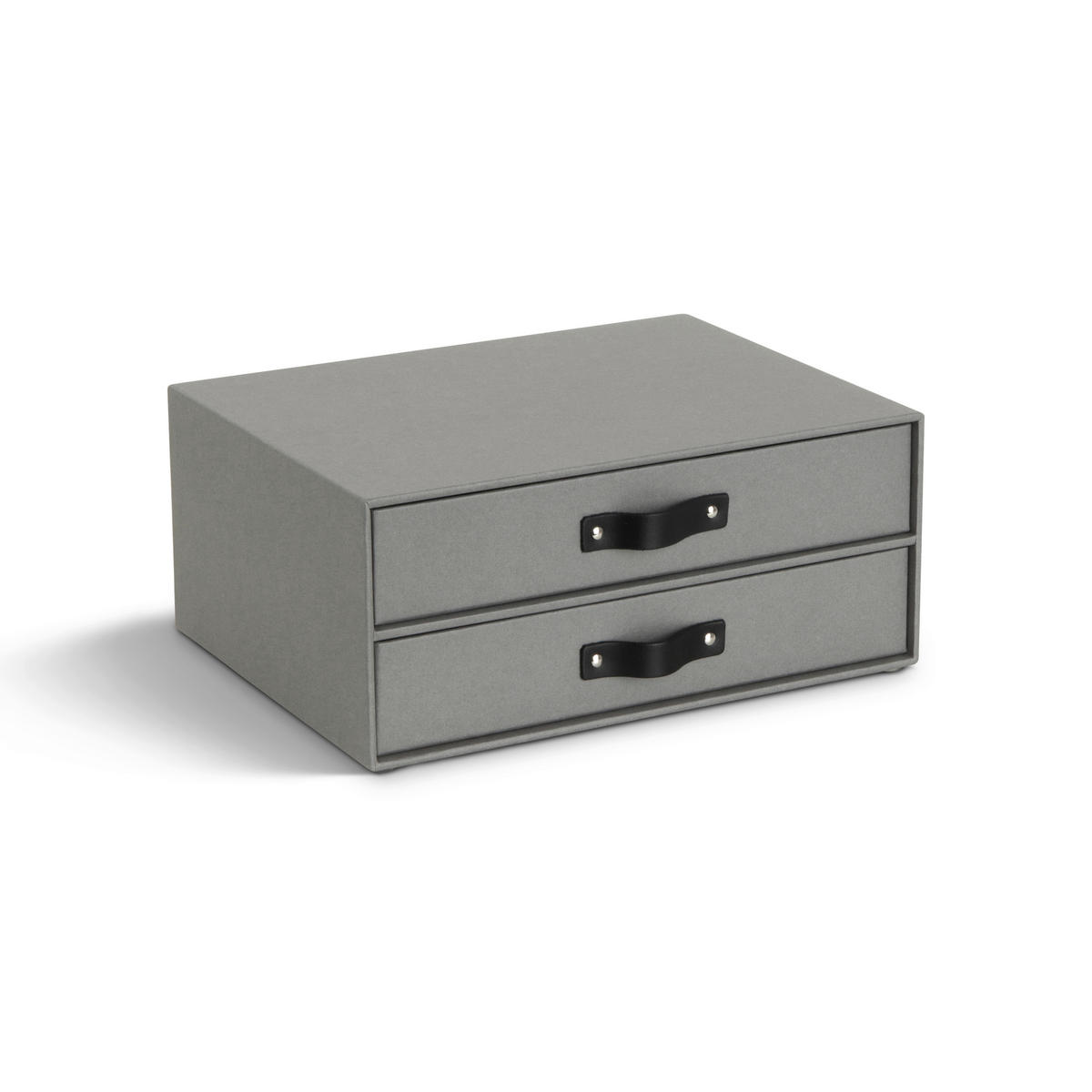 SCHUBLADENBOX    25.5/33.5/14.5 cm  - Grau, Basics, Karton/Leder (25.5/33.5/14.5cm)