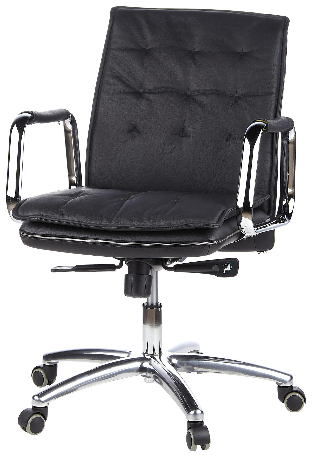 DREHSTUHL  in Schwarz  - Silberfarben/Schwarz, Basics, Leder/Kunststoff (60/109/48cm) - MID.YOU