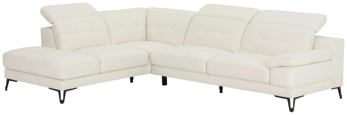 ECKSOFA Weiß Echtleder  - Schwarz/Weiß, MODERN, Leder/Metall (224/287cm) - MID.YOU