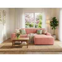 ECKSOFA Cord Pink  - Pink/Schwarz, Modern, Kunststoff/Textil (246/162cm) - Trendmanufaktur