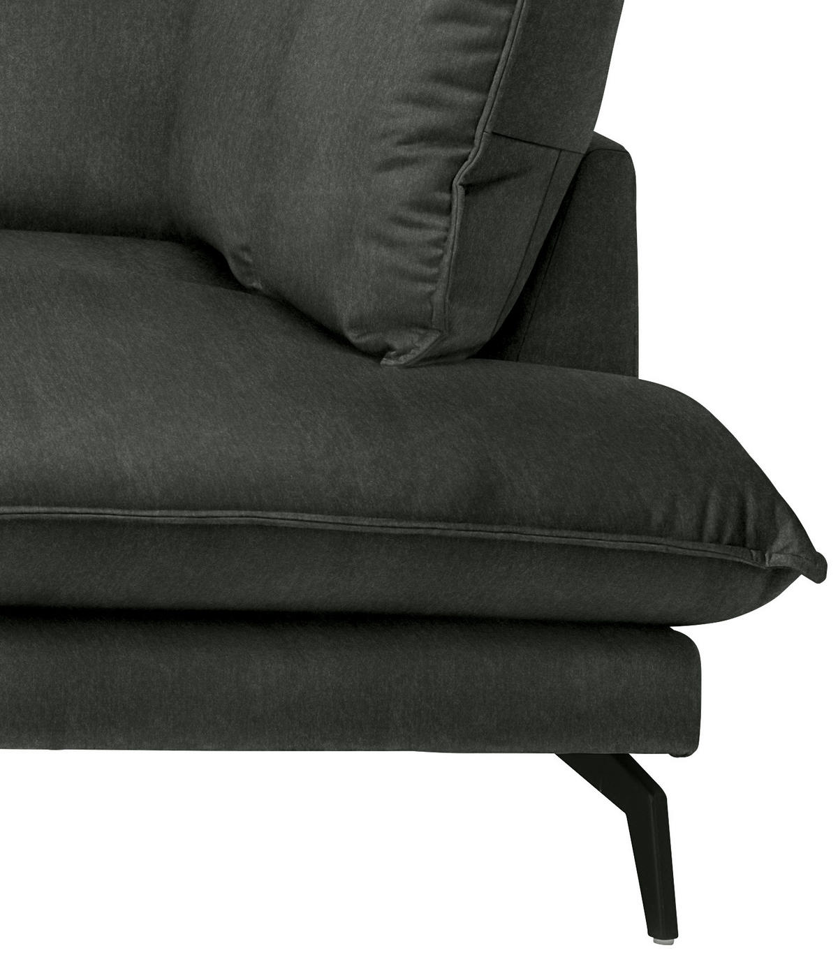 ECKSOFA in Samt Schwarz  241/200 cm  - Schwarz, Design, Textil/Metall (241/200cm) - Carryhome