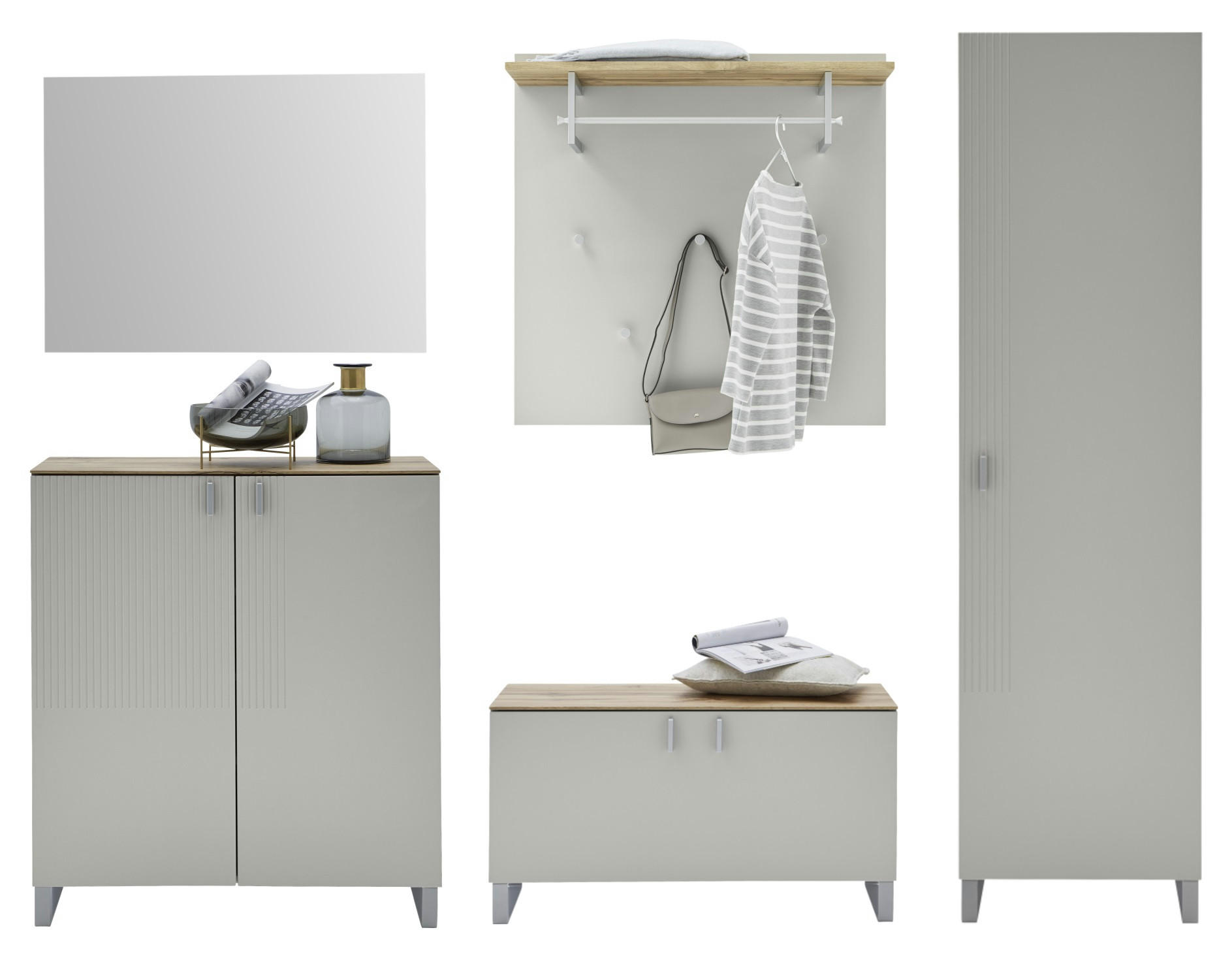GARDEROBE 5-teilig  in 260/192/36 cm  - Sandfarben/Eichefarben, Design, Holz/Holzwerkstoff (260/192/36cm) - Dieter Knoll