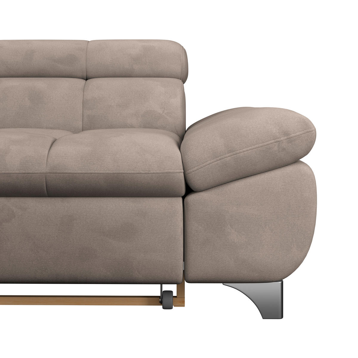 ECKSOFA Beige Chenille  - Chromfarben/Beige, KONVENTIONELL, Textil/Metall (234/312cm) - Livetastic